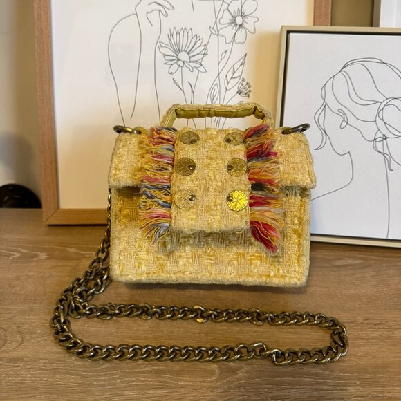 Kooreloo Yellow Petite Tweed Crossbody Bag - Picture 2 of 13